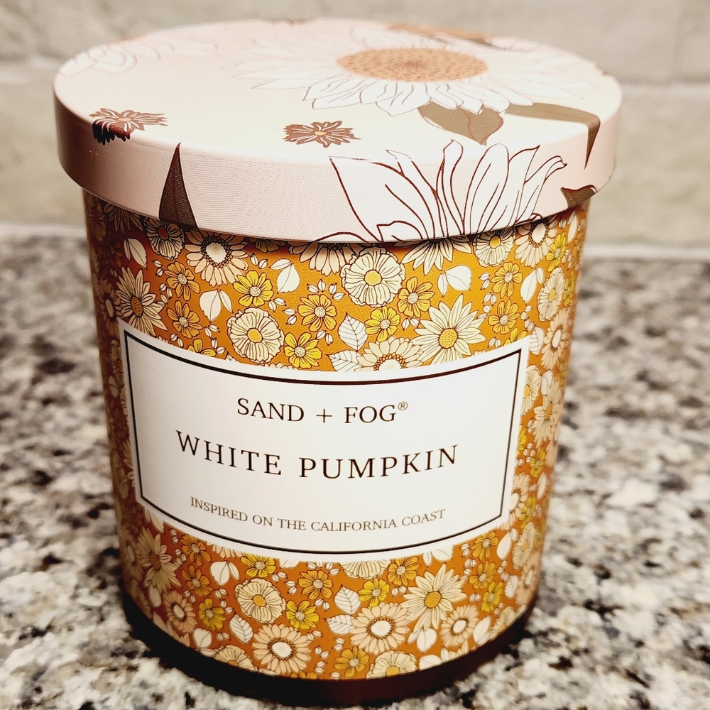 Sand + Fog White Pumpkin Candle Fall Autumn Thanksgiving 11.5oz New One Wick